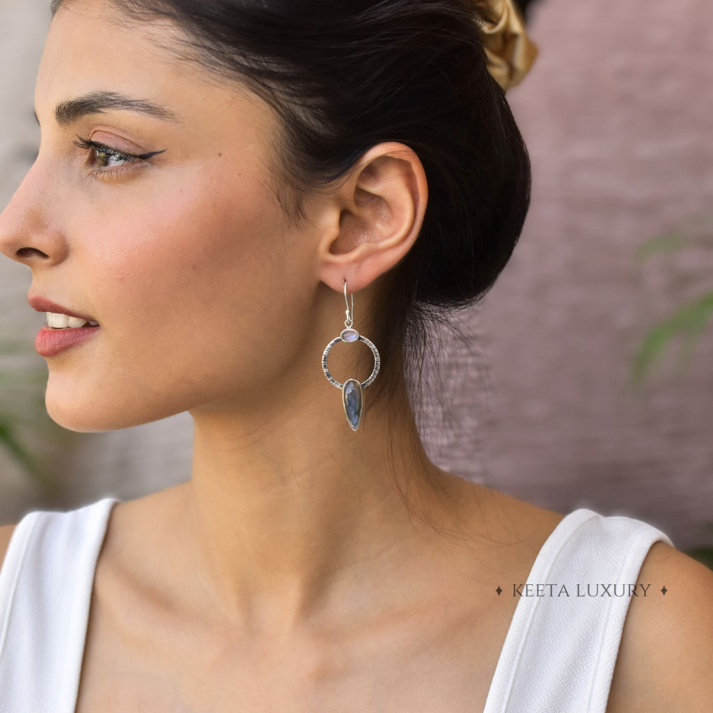 Nature Fusion - Moonstone & Labradorite Earrings -