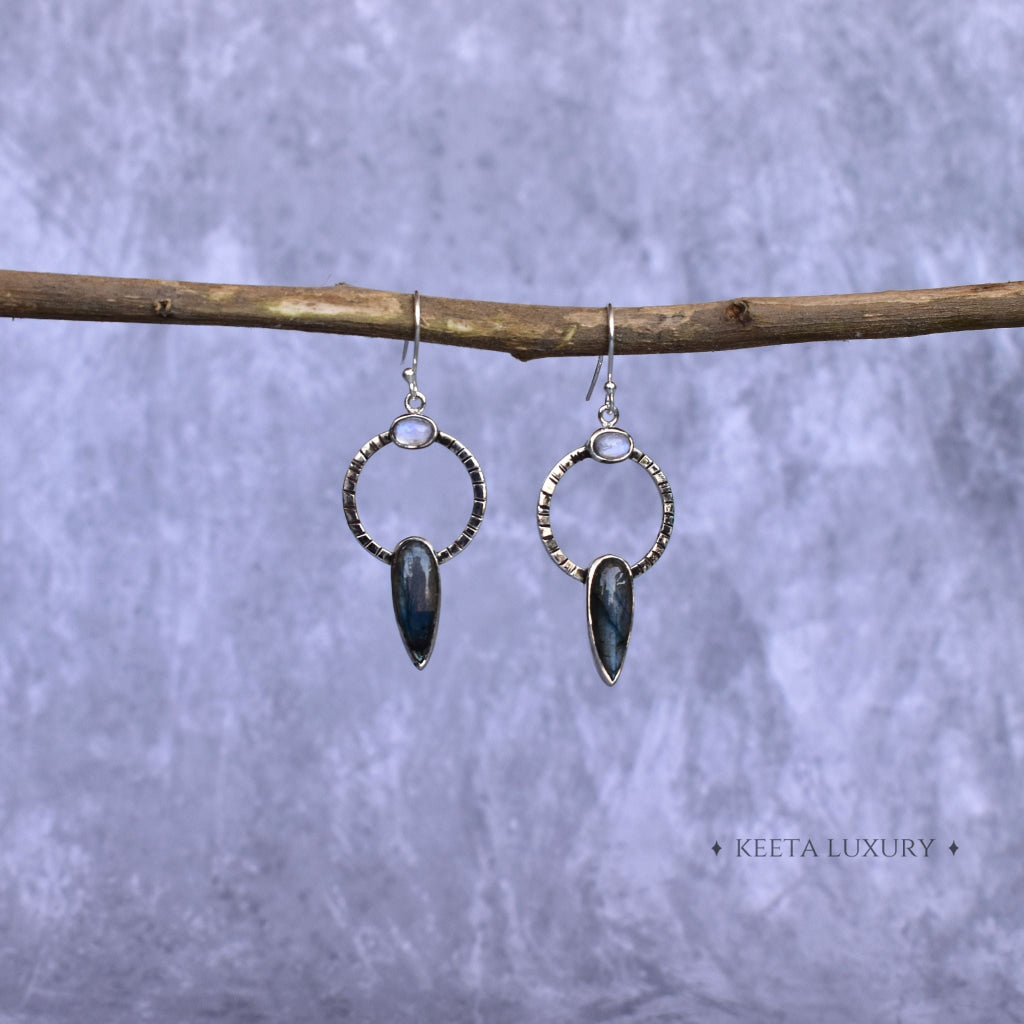 Nature Fusion - Moonstone & Labradorite Earrings -