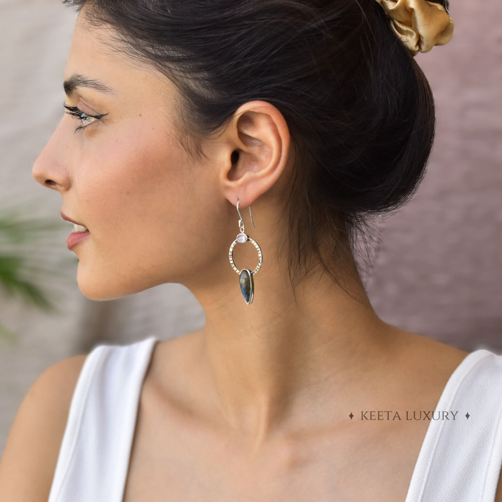 Nature Fusion - Moonstone & Labradorite Earrings -