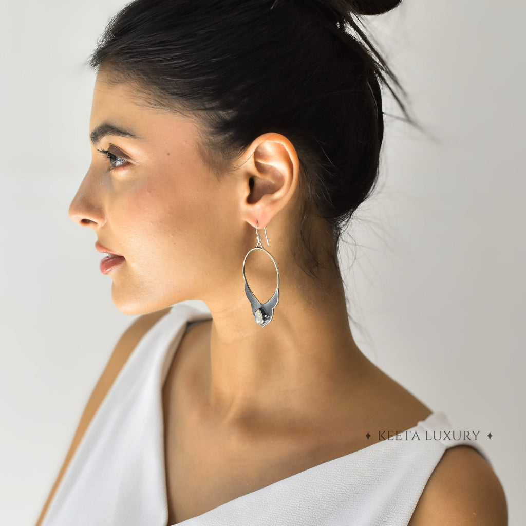 Nomad Horn - Moonstone Earrings Earrings