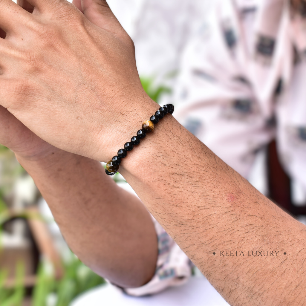 Onyx Panther - Black Onyx And Tiger Eye Bracelets -