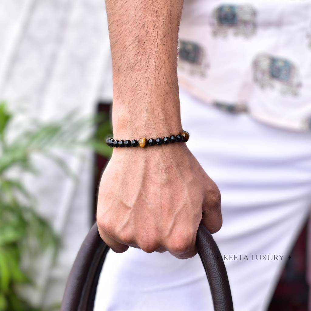 Onyx Panther - Black Onyx And Tiger Eye Bracelets -