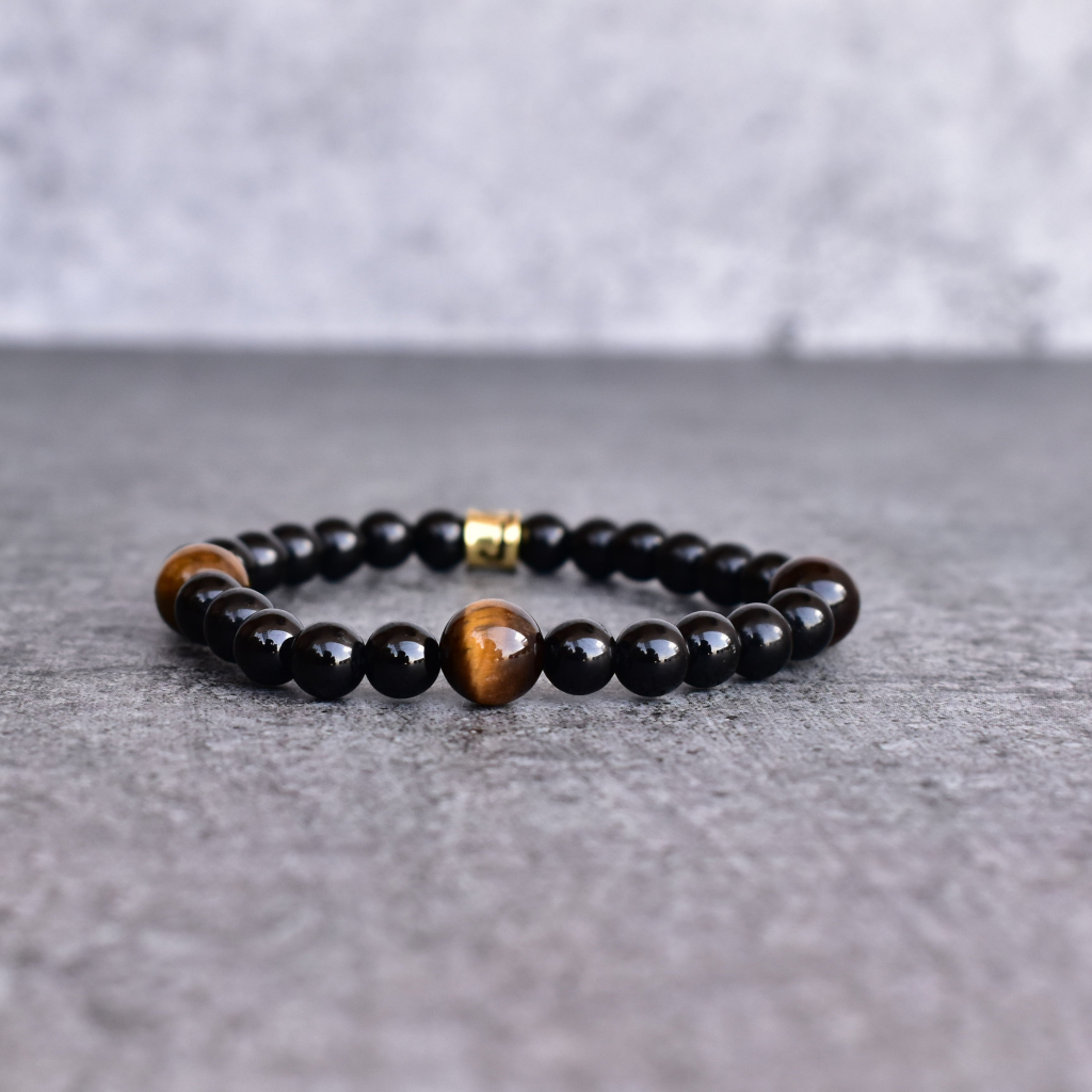 Onyx Panther - Black Onyx And Tiger Eye Bracelets -