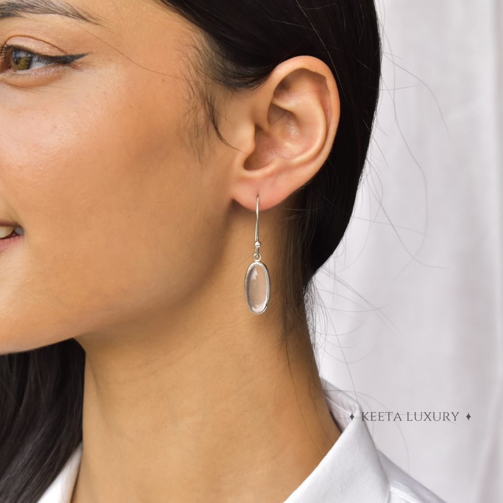 Oval Regency - Rose Quartz Dangles -