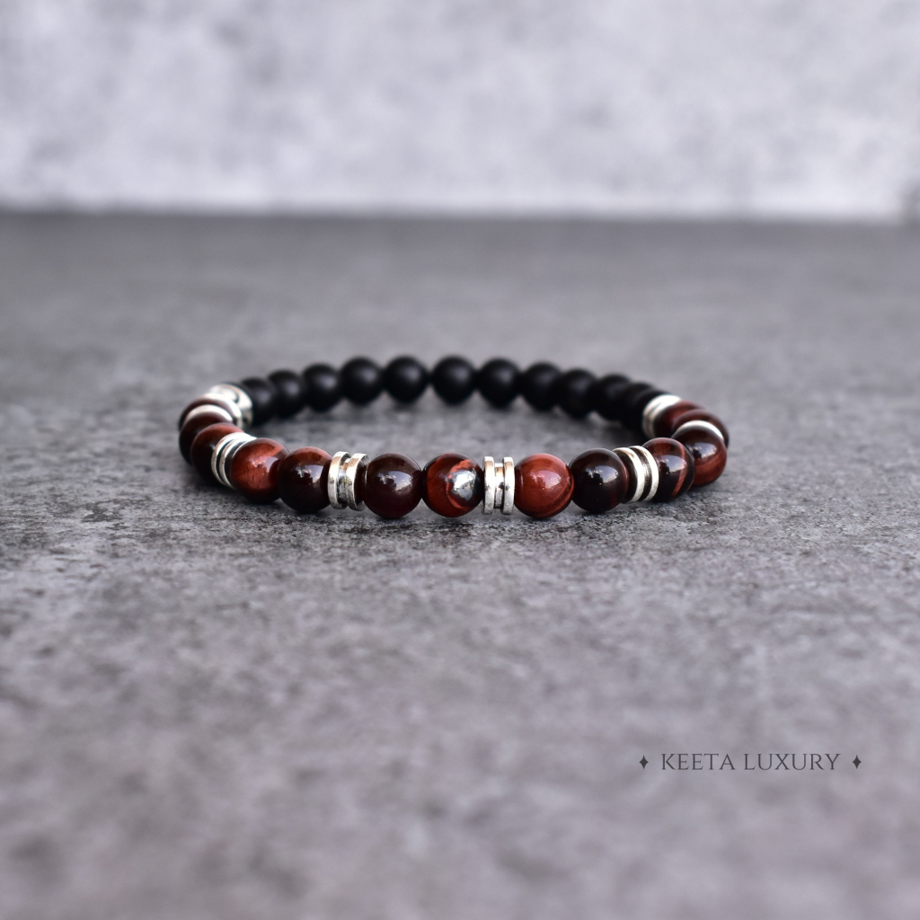 Passion - Red Tiger Eye and Black Onyx Bracelet -