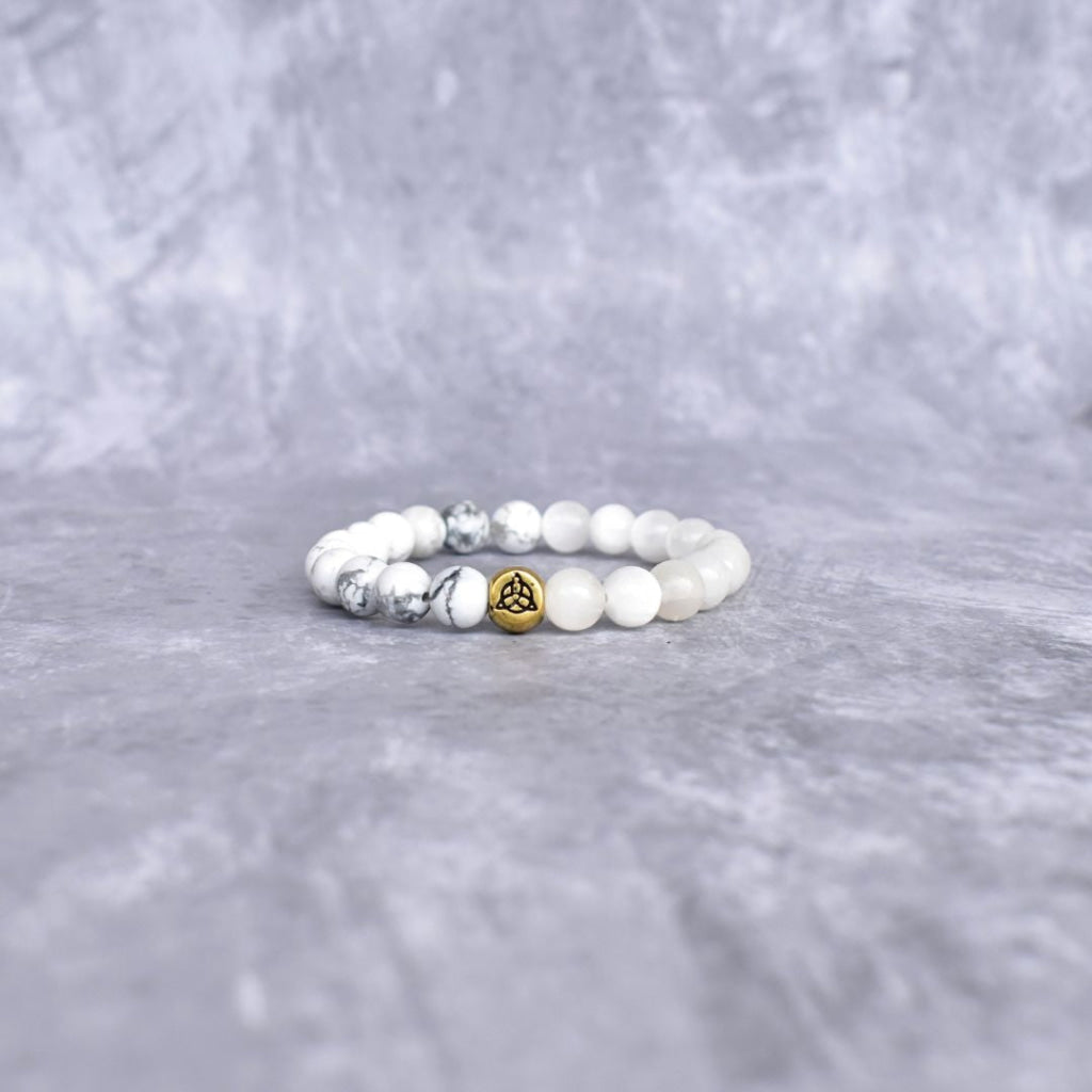 Peace Howlite Selenite Bracelet - Main Image