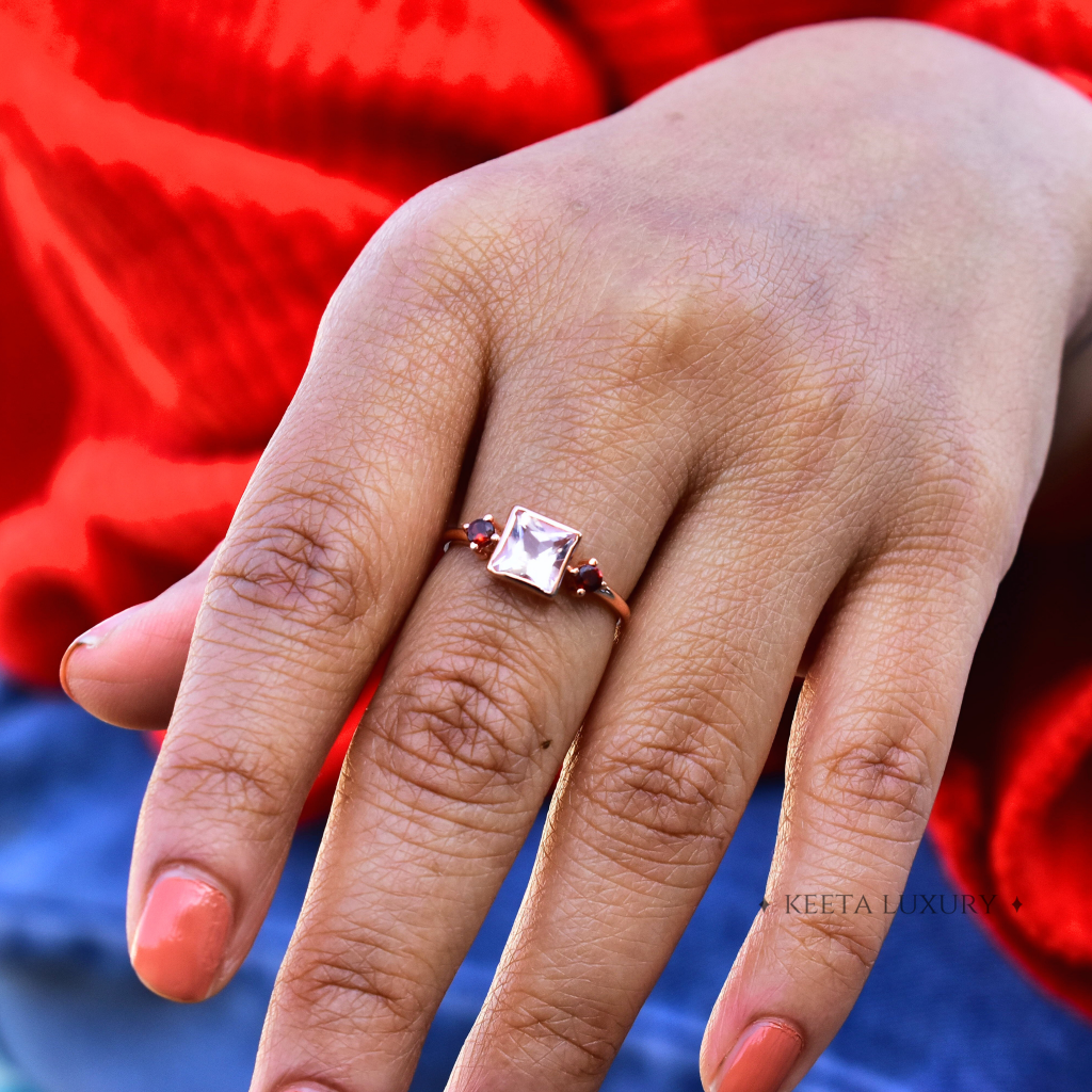 Pink Charmer - Rose Quartz & Garnet Ring -