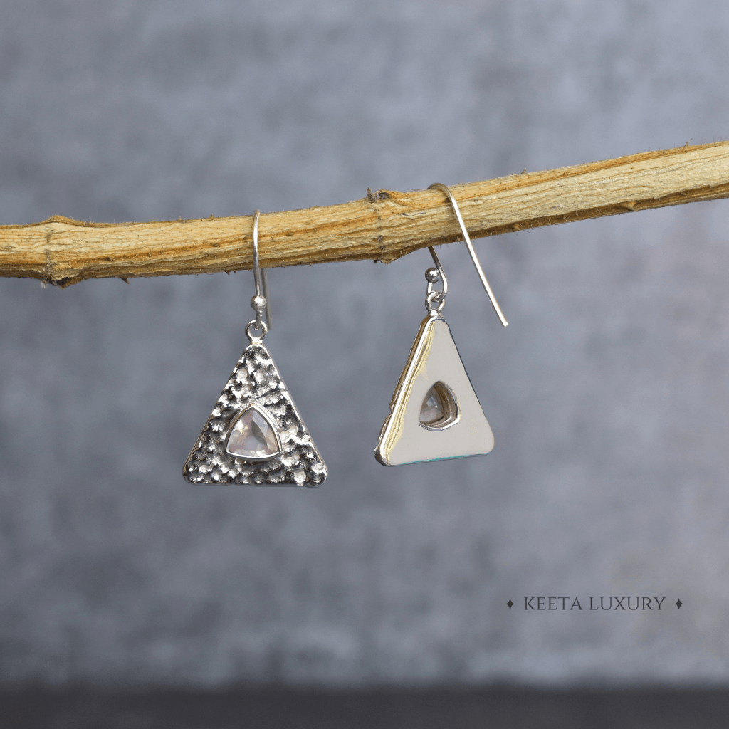 Pyramid - Rose Quartz Earrings -