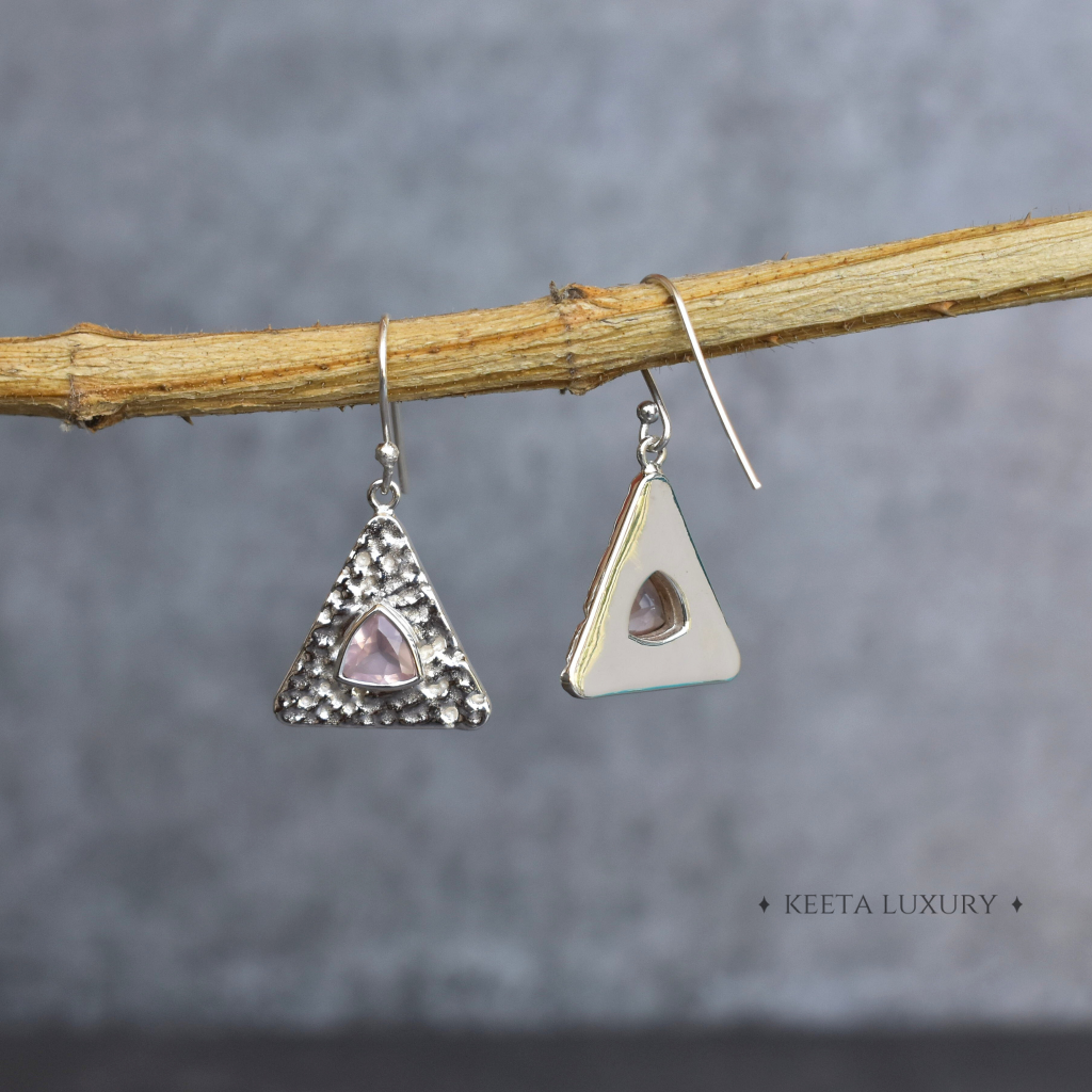 Pyramid - Rose Quartz Earrings -