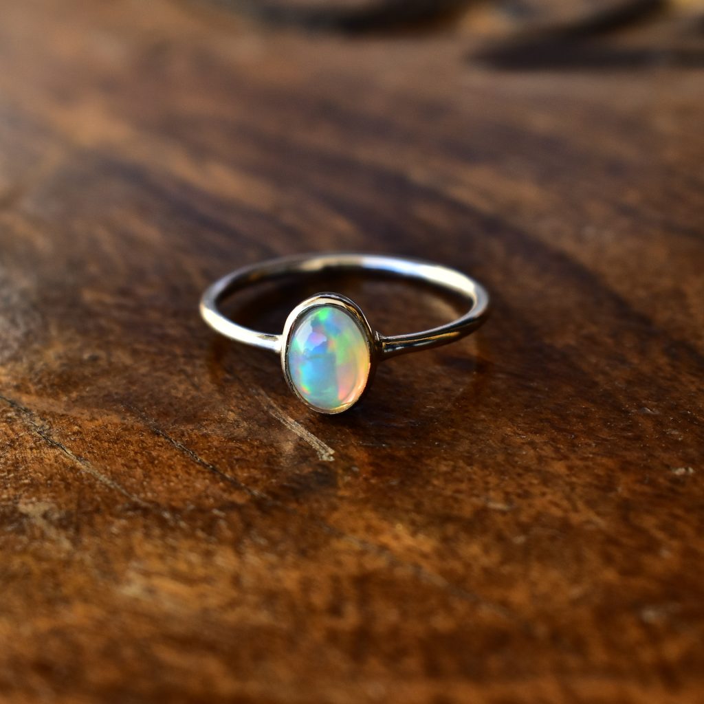 Buy Rainbow Essence Simple Opal Ring Online at Keeta Luxury