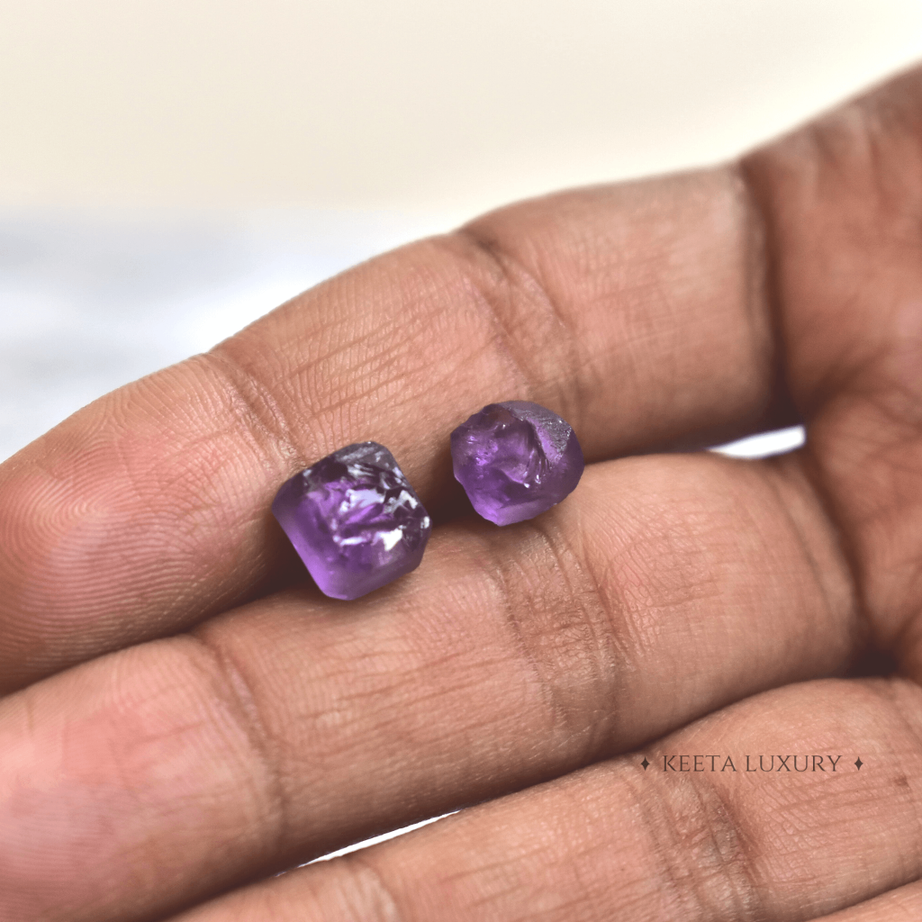 Raw - Amethyst Studs -