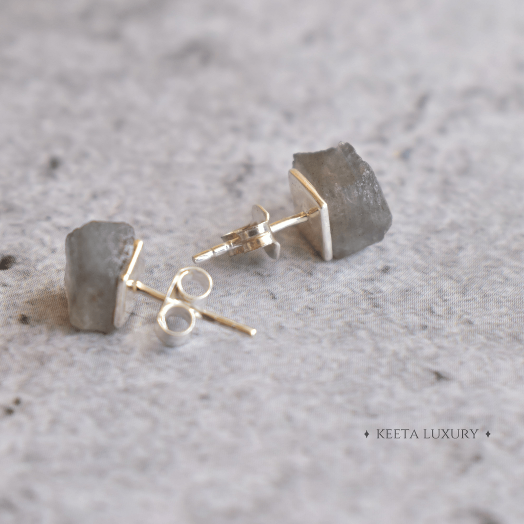 Raw - Labradorite Studs -