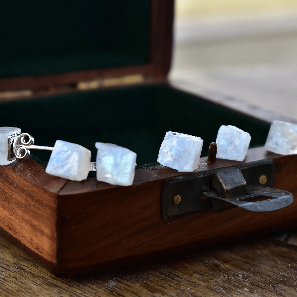 Raw Perfection - Moonstone Studs -