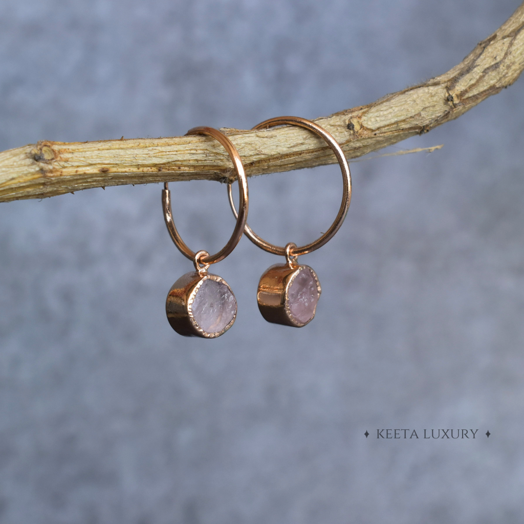 Raw Regency - Rose Quartz Earrings -