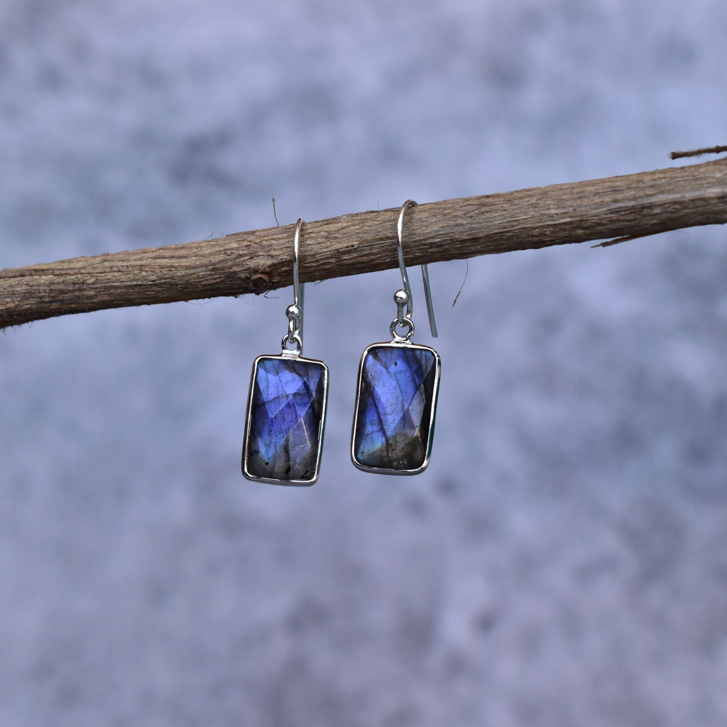 Rectangular Strength - Labradorite Earrings -