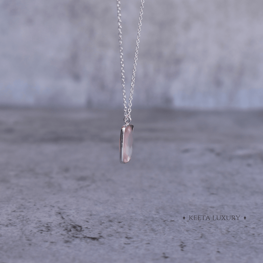 Rectangular Strength - Rose Quartz Necklace -