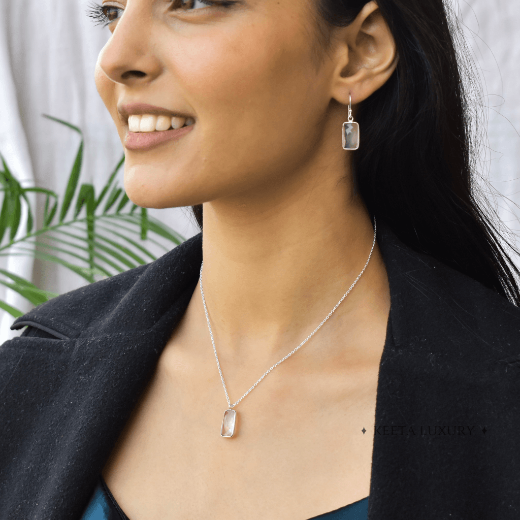 Rectangular Strength - Rose Quartz Necklace -