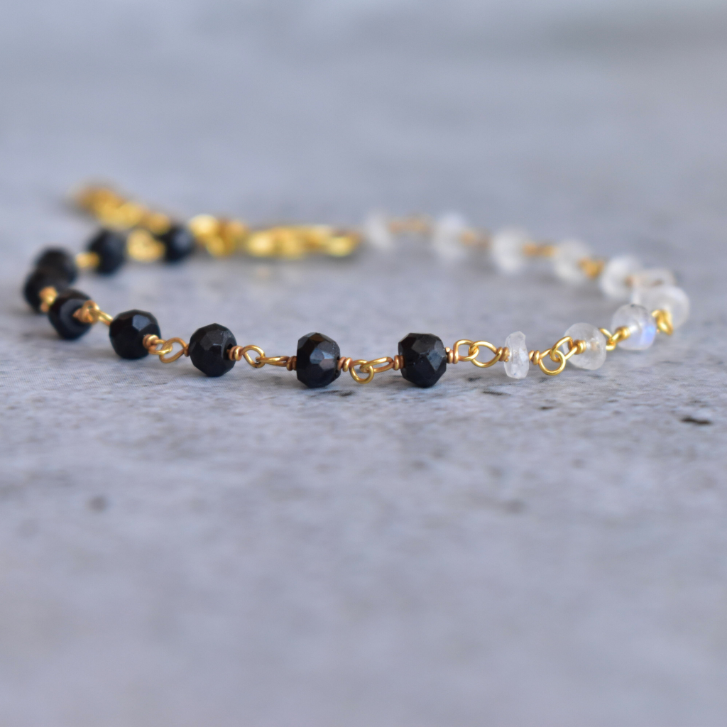 Rise And Shine - Black Onyx and Moonstone Bracelets -