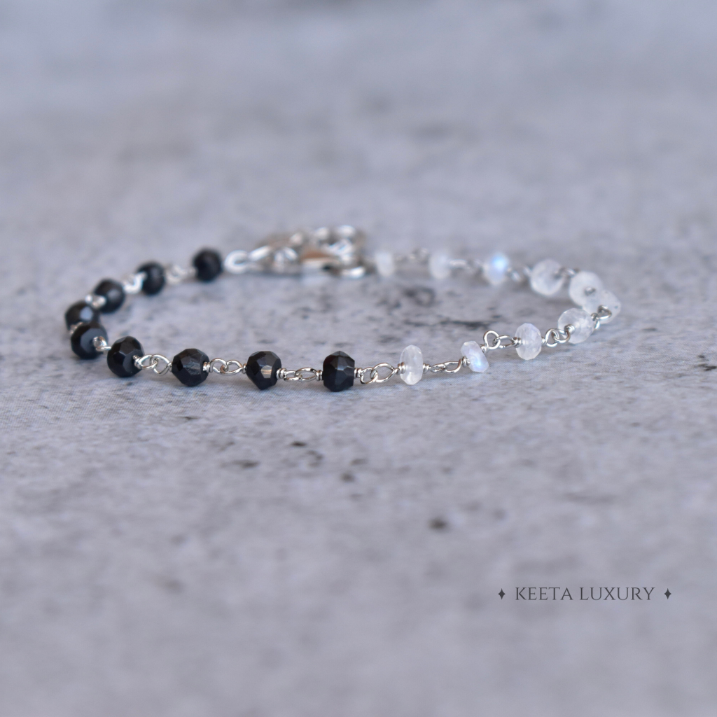 Rise And Shine - Black Onyx and Moonstone Bracelets -