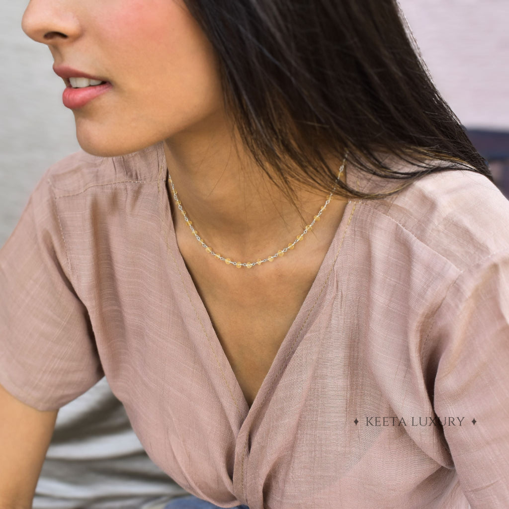 Rosary Charm - Citrine Necklace