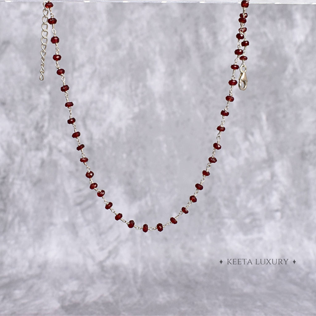 Rosary Charm - Garnet Necklace Necklace