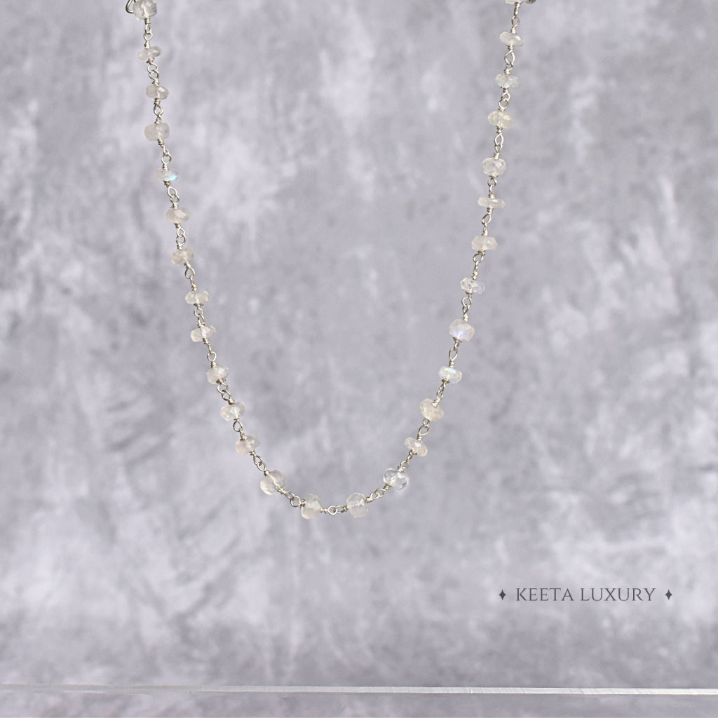 Rosary Charm - Moonstone Necklace Necklace