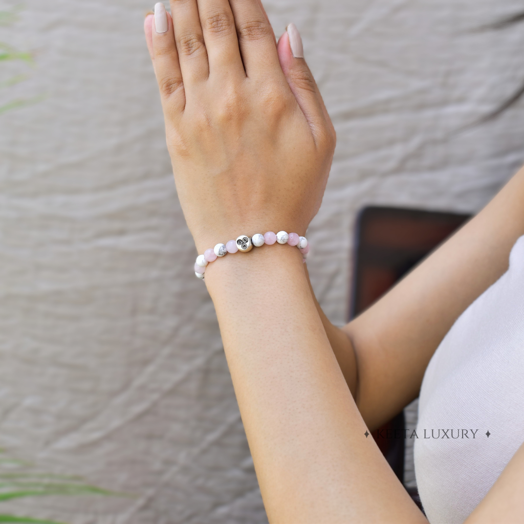 Sacred Spiral - Rose Quartz & Howlite Bracelets -