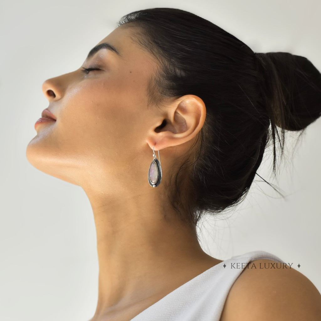 Shadowed Pears - Moonstone Earrings Earrings