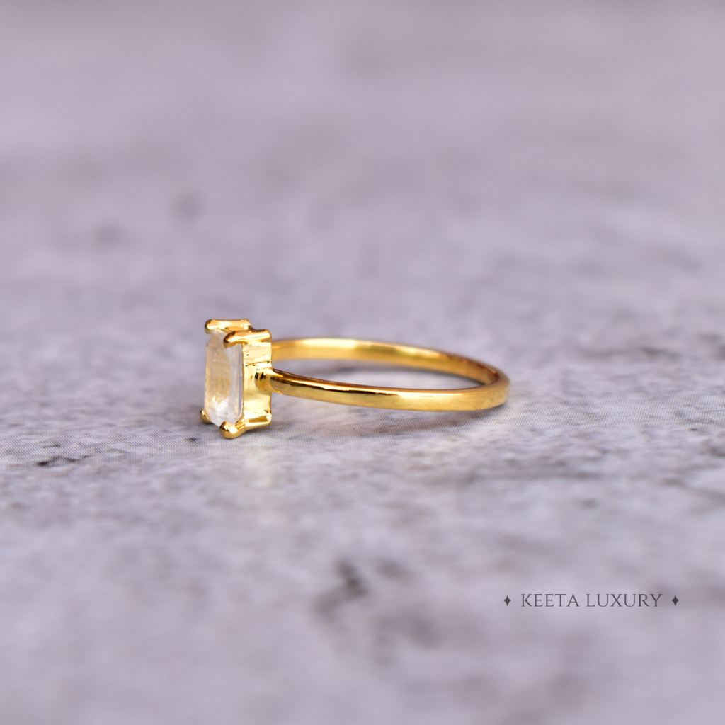 Sleek Octagon - Moonstone Ring -