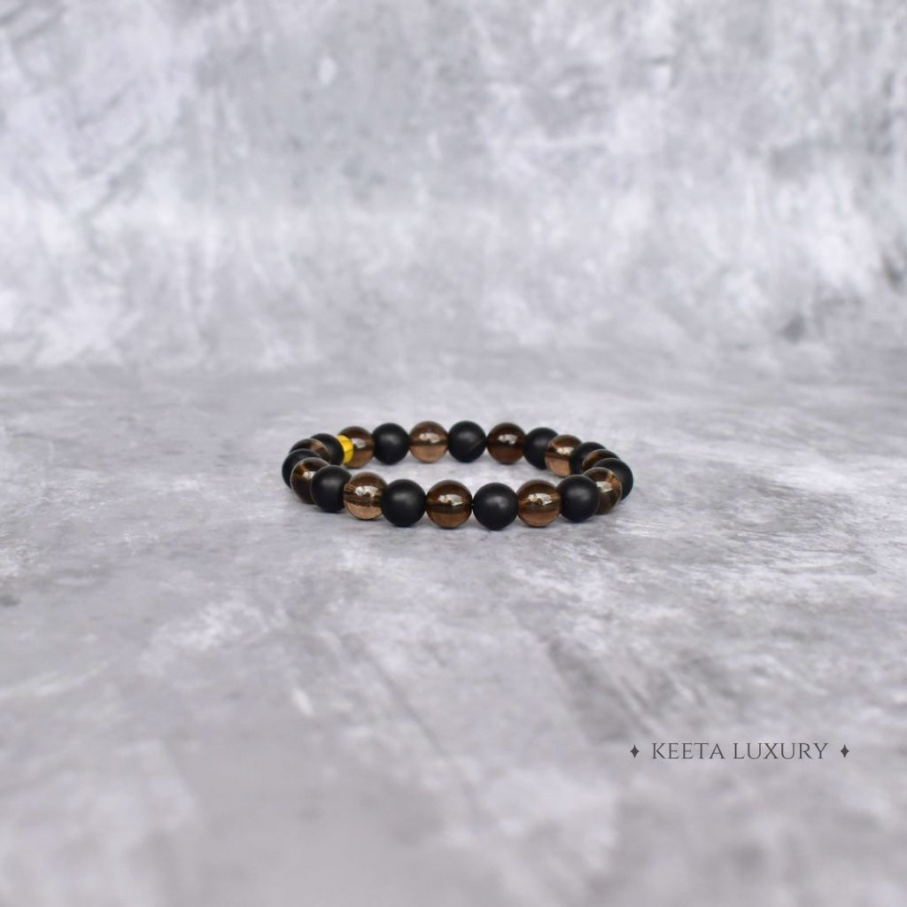 Smoky Shadows Elegance - Quartz & Black Onyx Bracelet Bracelets