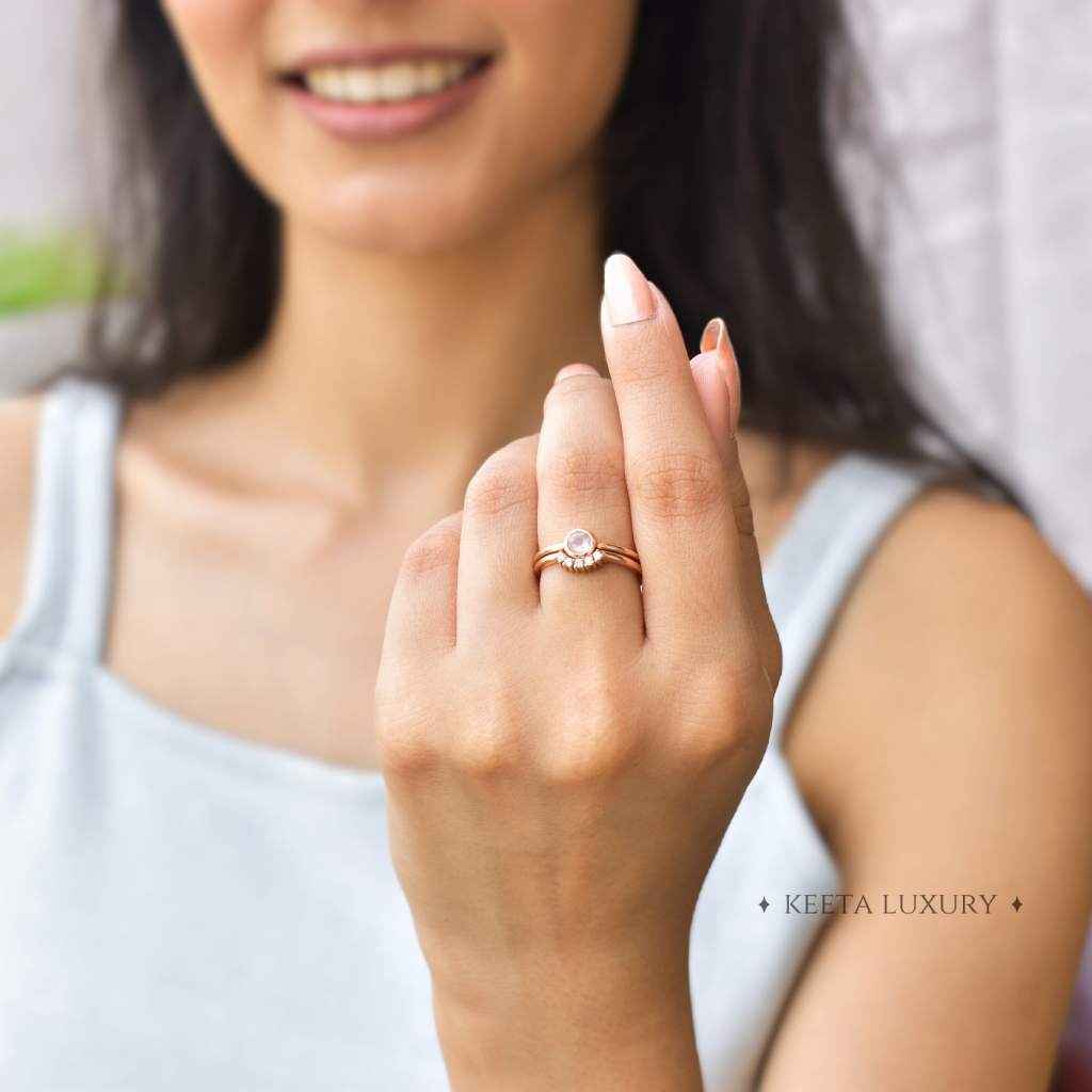 Stacker Delight - Rose Quartz Ring set -