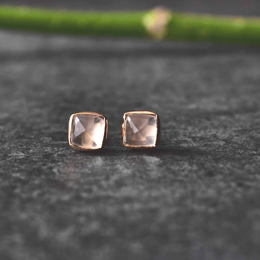 Sugar Loaf - Rose Quartz Studs -