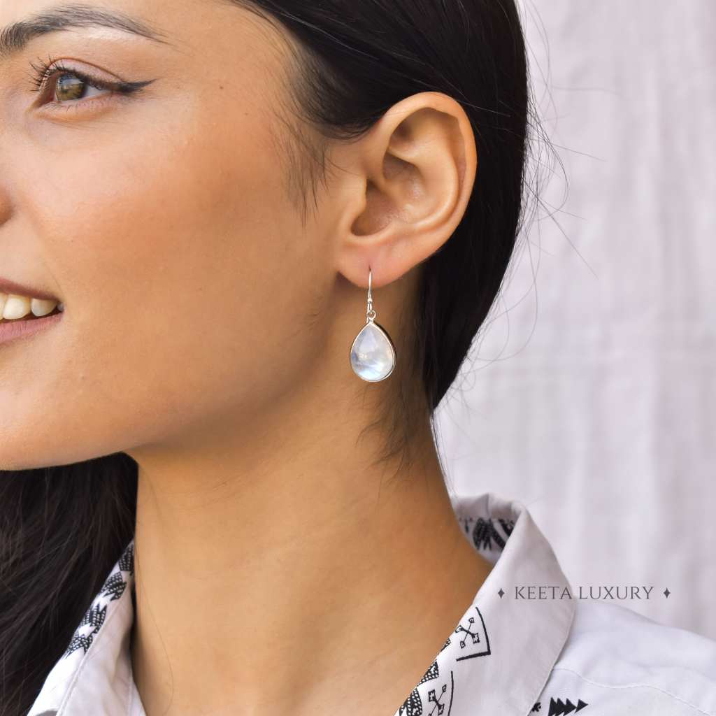 Teardrop Shine - Moonstone Dangles -