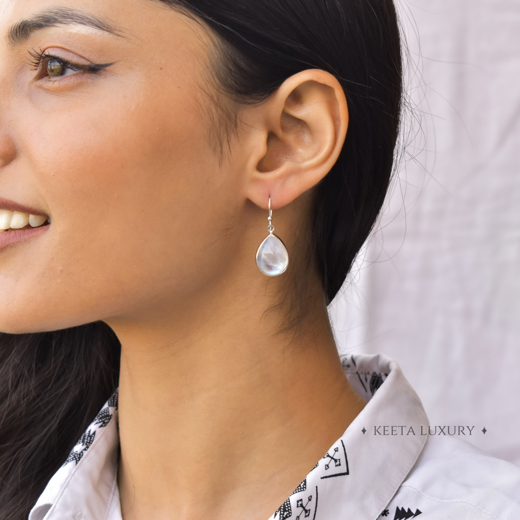 Teardrop Shine - Moonstone Dangles -