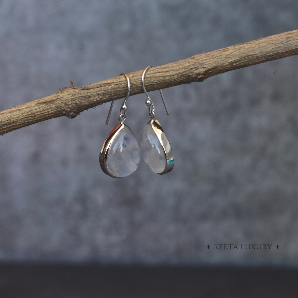 Teardrop Shine - Moonstone Dangles -