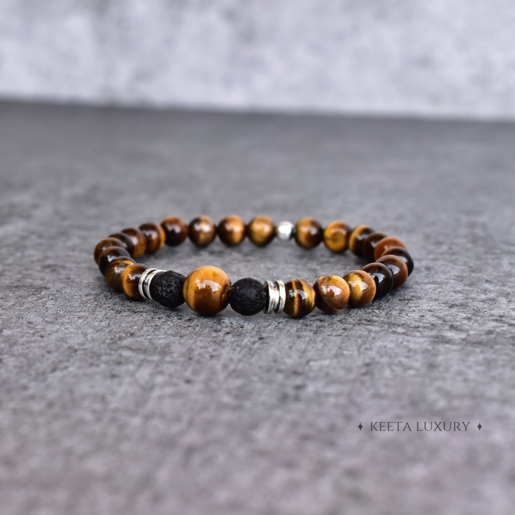Tiger Being - Tiger Eye and Lava Beads Bracelet -