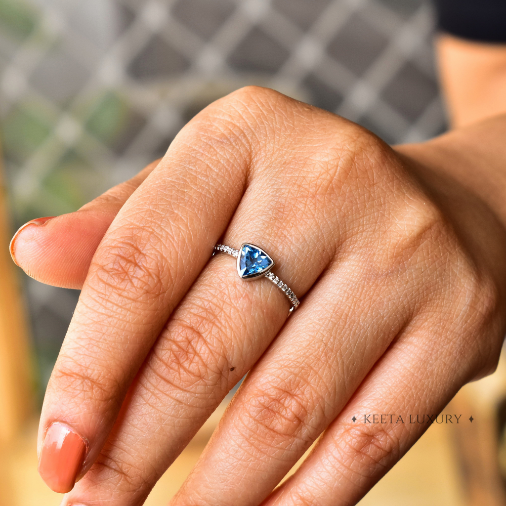 Trillion Tango - Blue Topaz Ring -