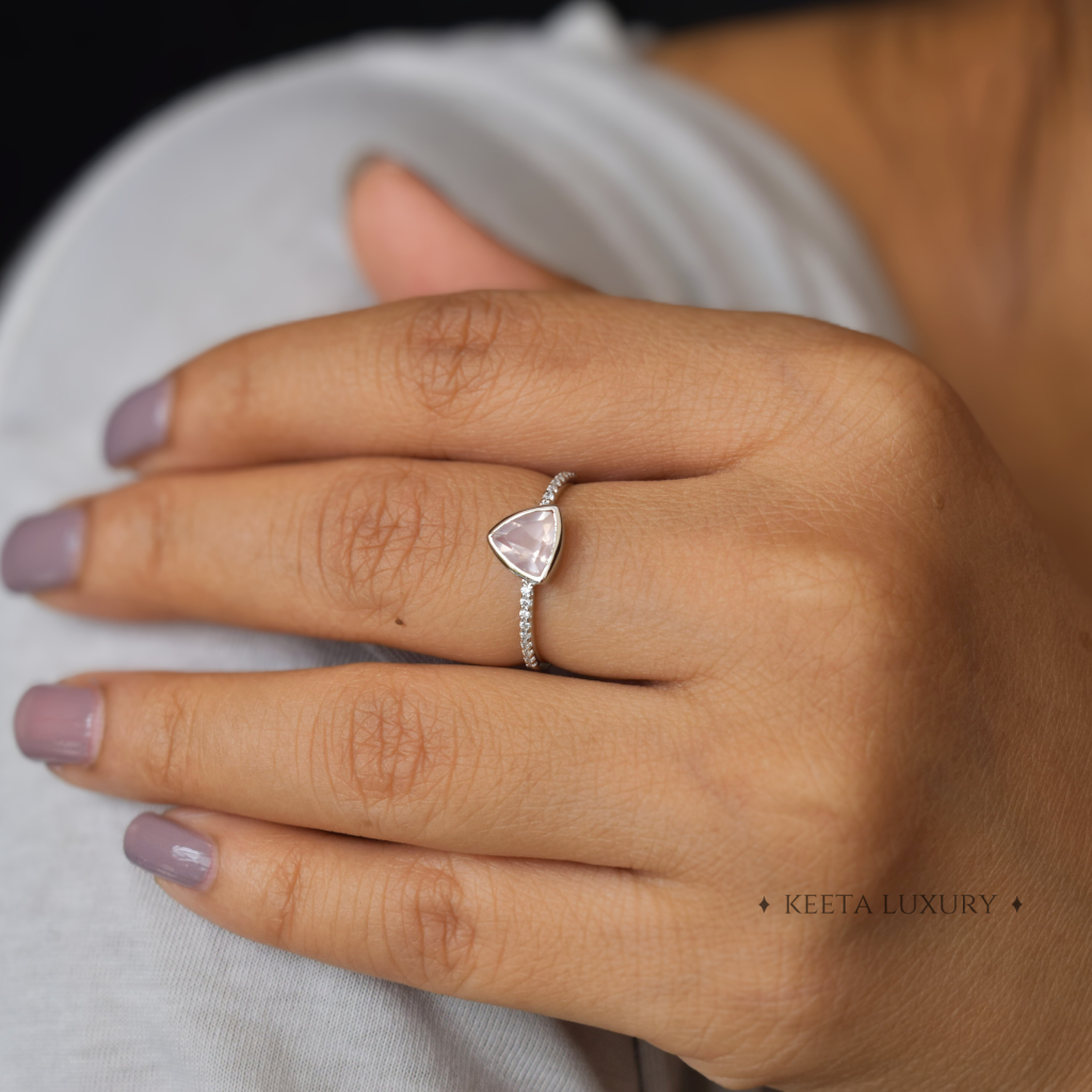 Trillion Tango - Rose Quartz Ring -