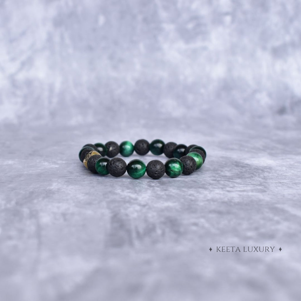 Trinity Magic - Green Tiger’s Eye & Lava Bracelets Bracelets
