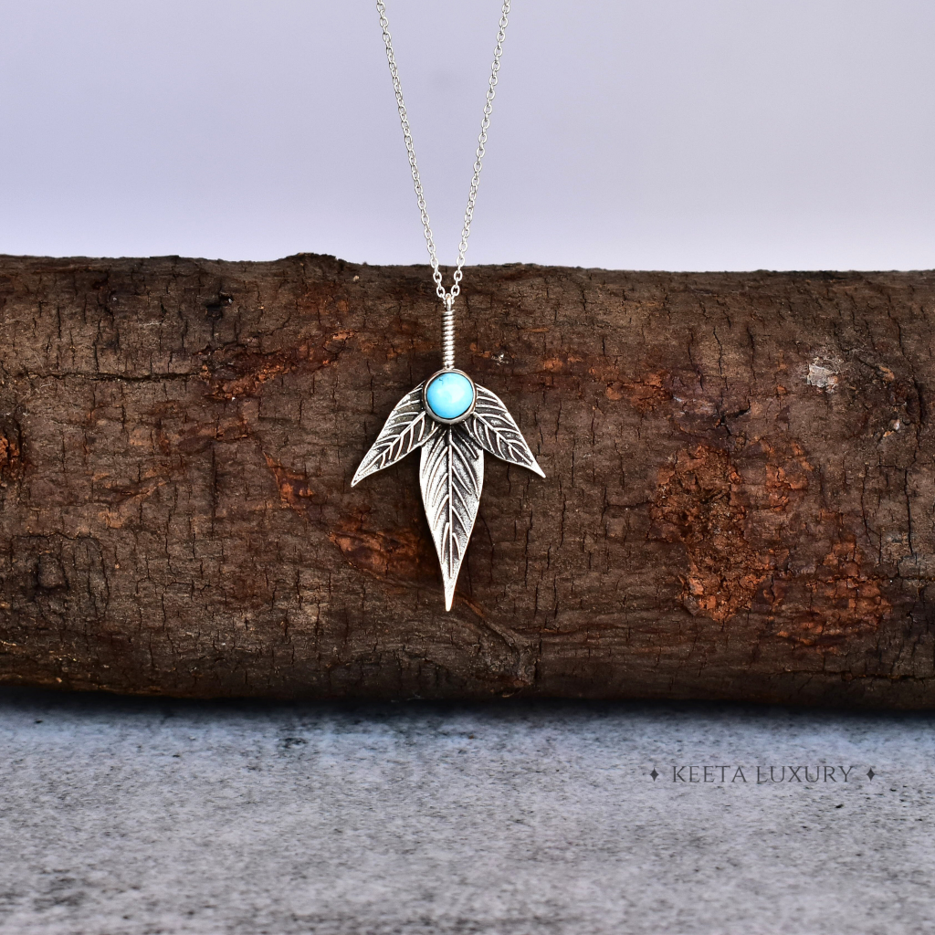 Trio Leaf - Turquoise Necklace -