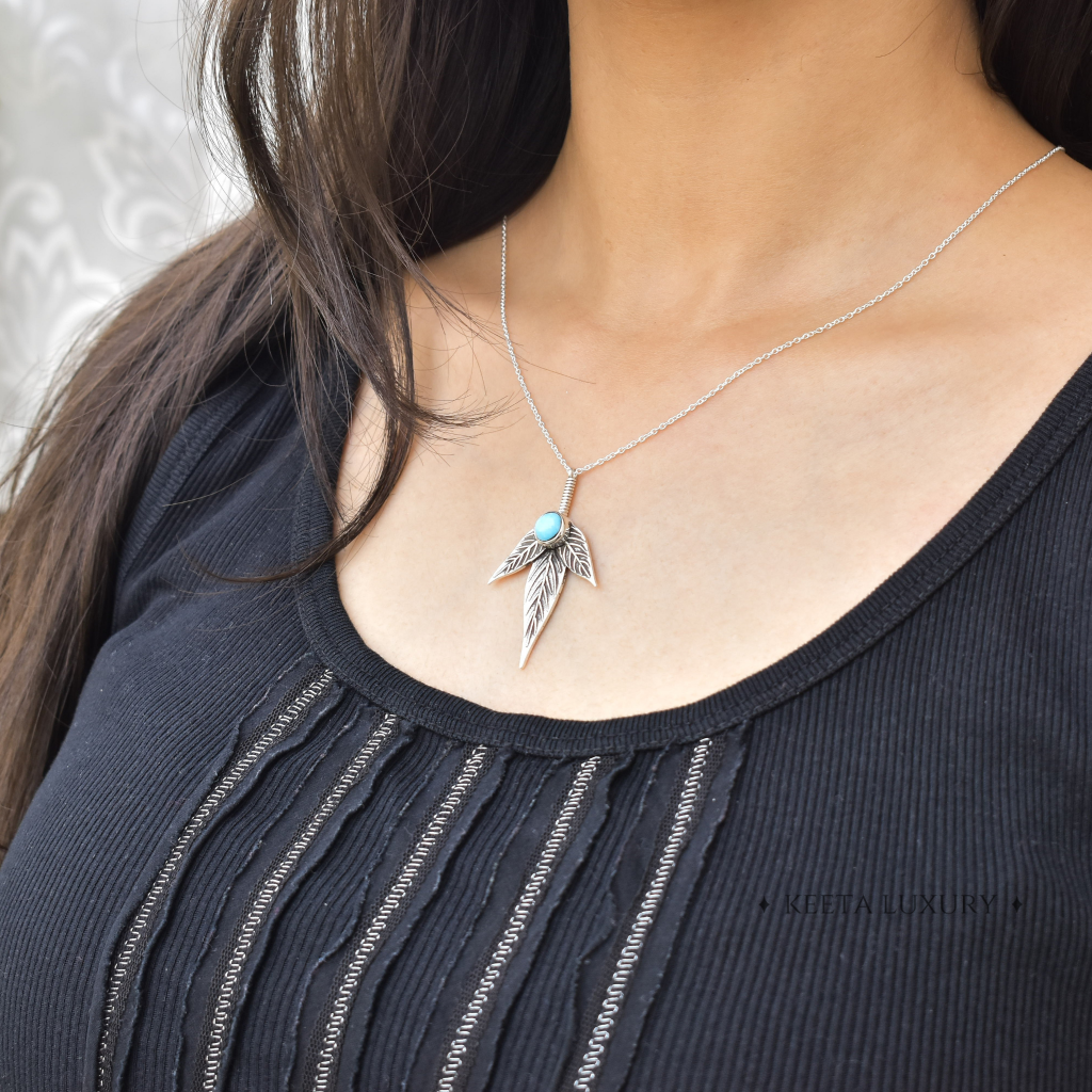 Trio Leaf - Turquoise Necklace -