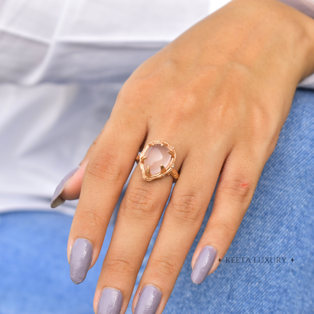 Twiggy Elegance - Rose Quartz Ring -