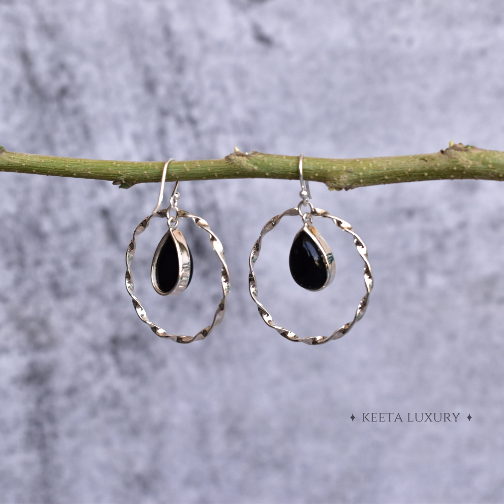 Twisted Elegance - Black Onyx Earrings -
