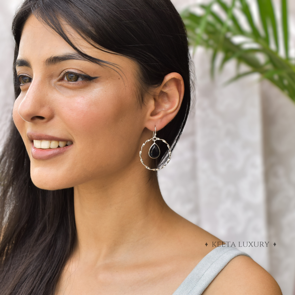Twisted Elegance - Black Onyx Earrings -