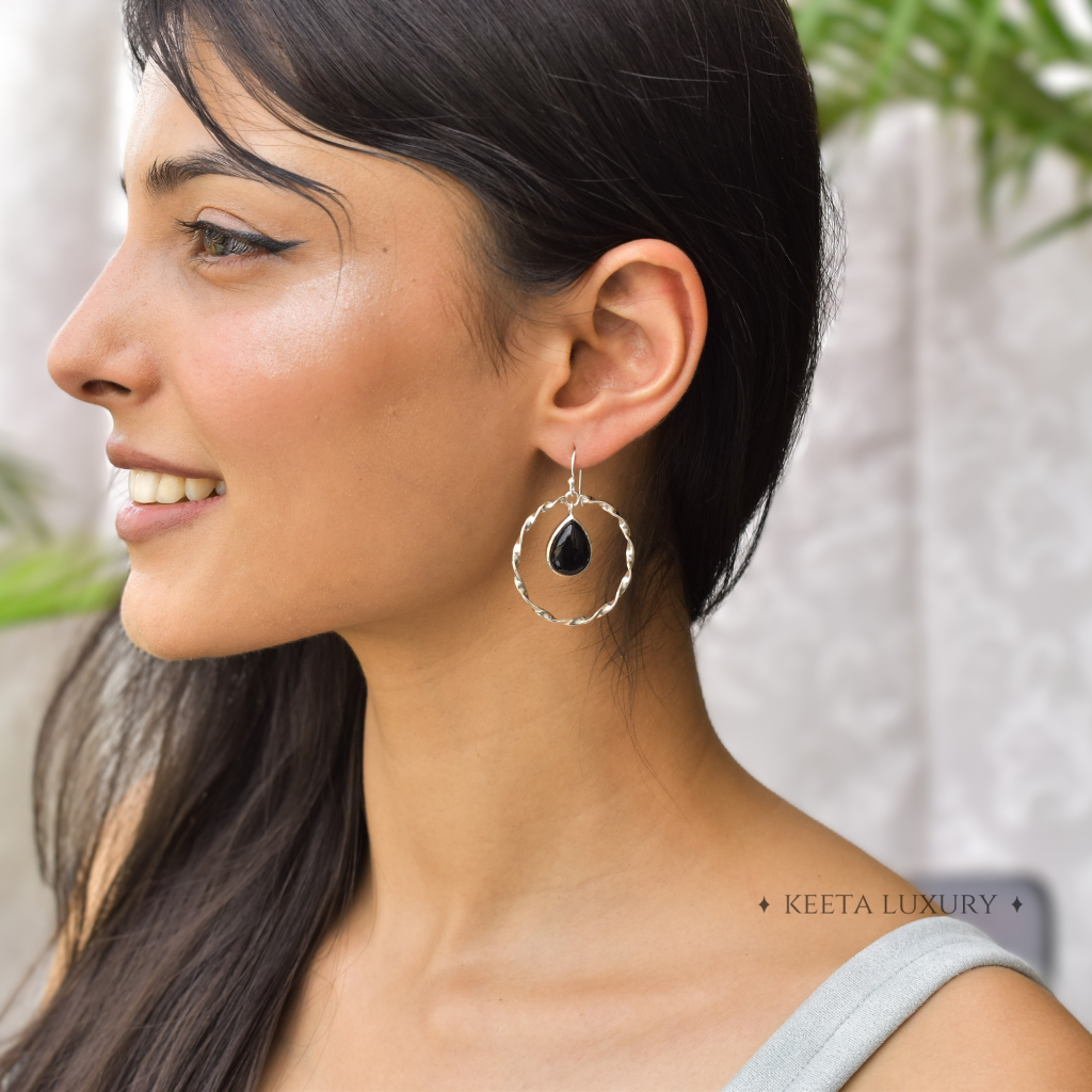 Twisted Elegance - Black Onyx Earrings -