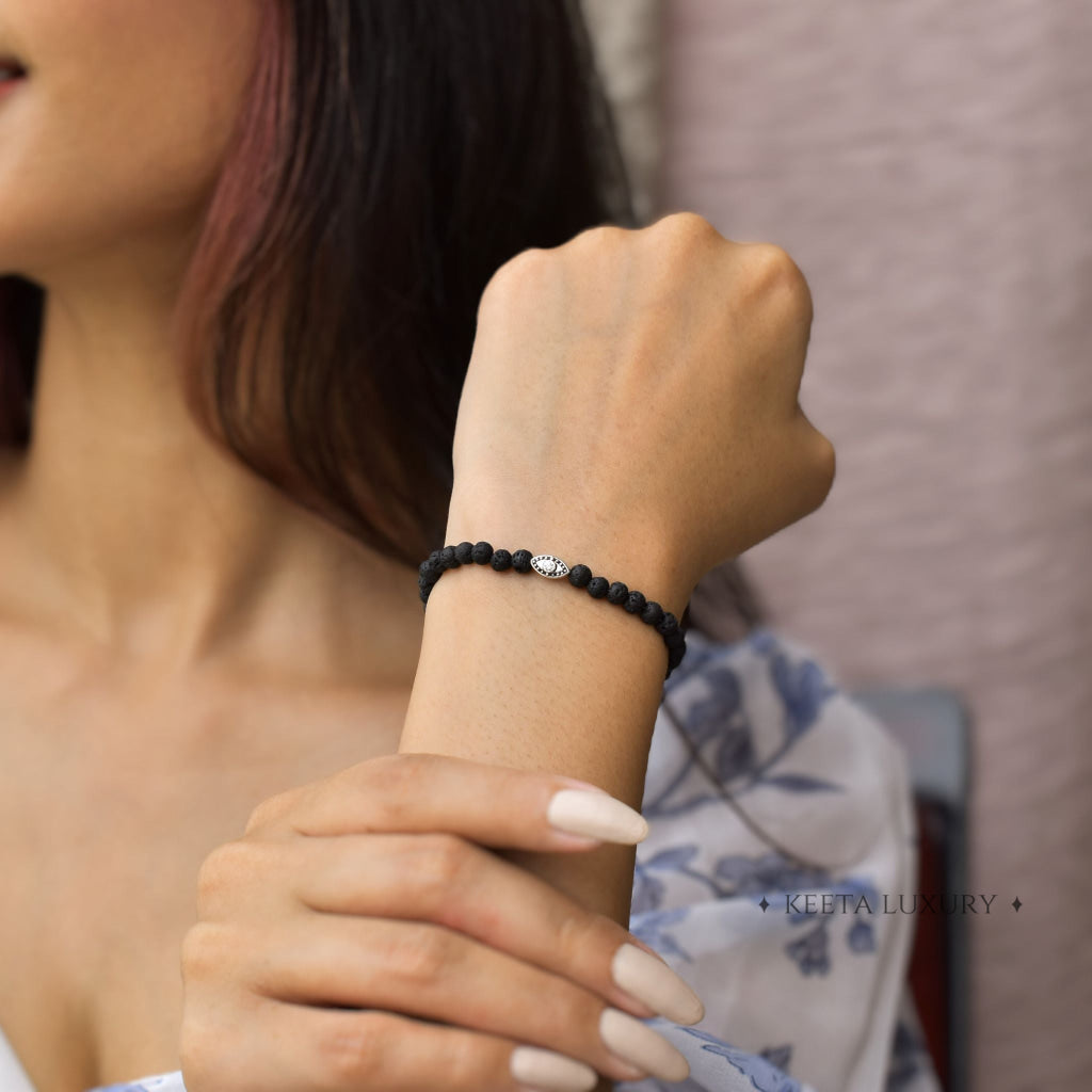 Warding Watch - Black Lava beaded Bracelets -