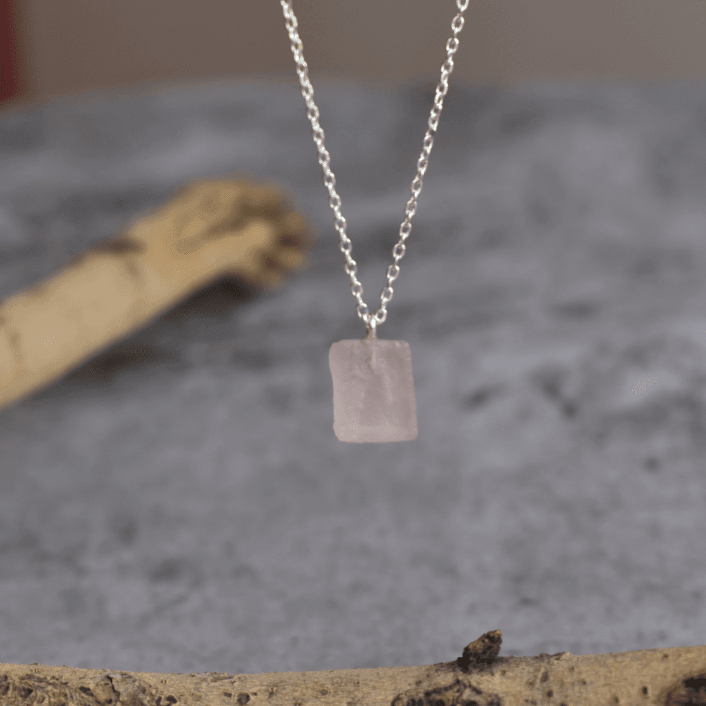 Raw rose hot sale quartz necklace