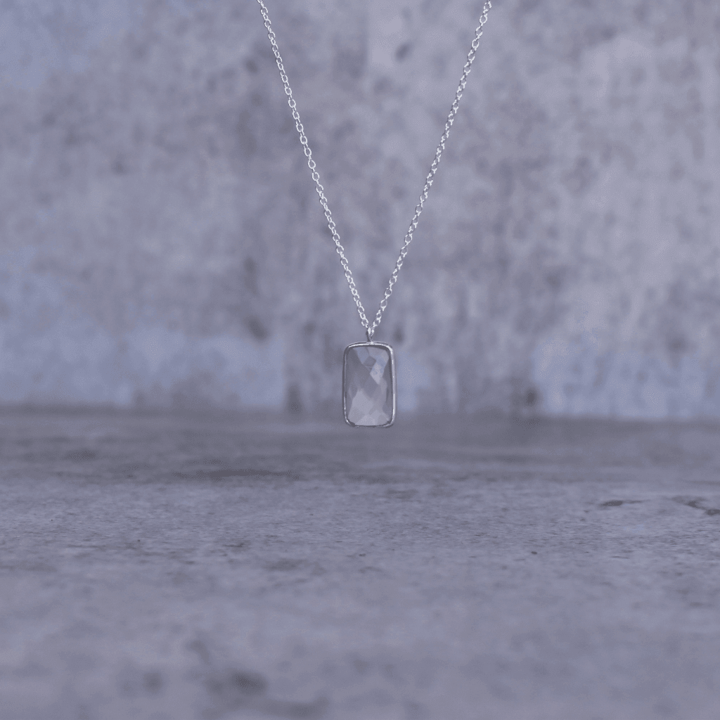 Rectangular Strength - Rose Quartz Necklace -
