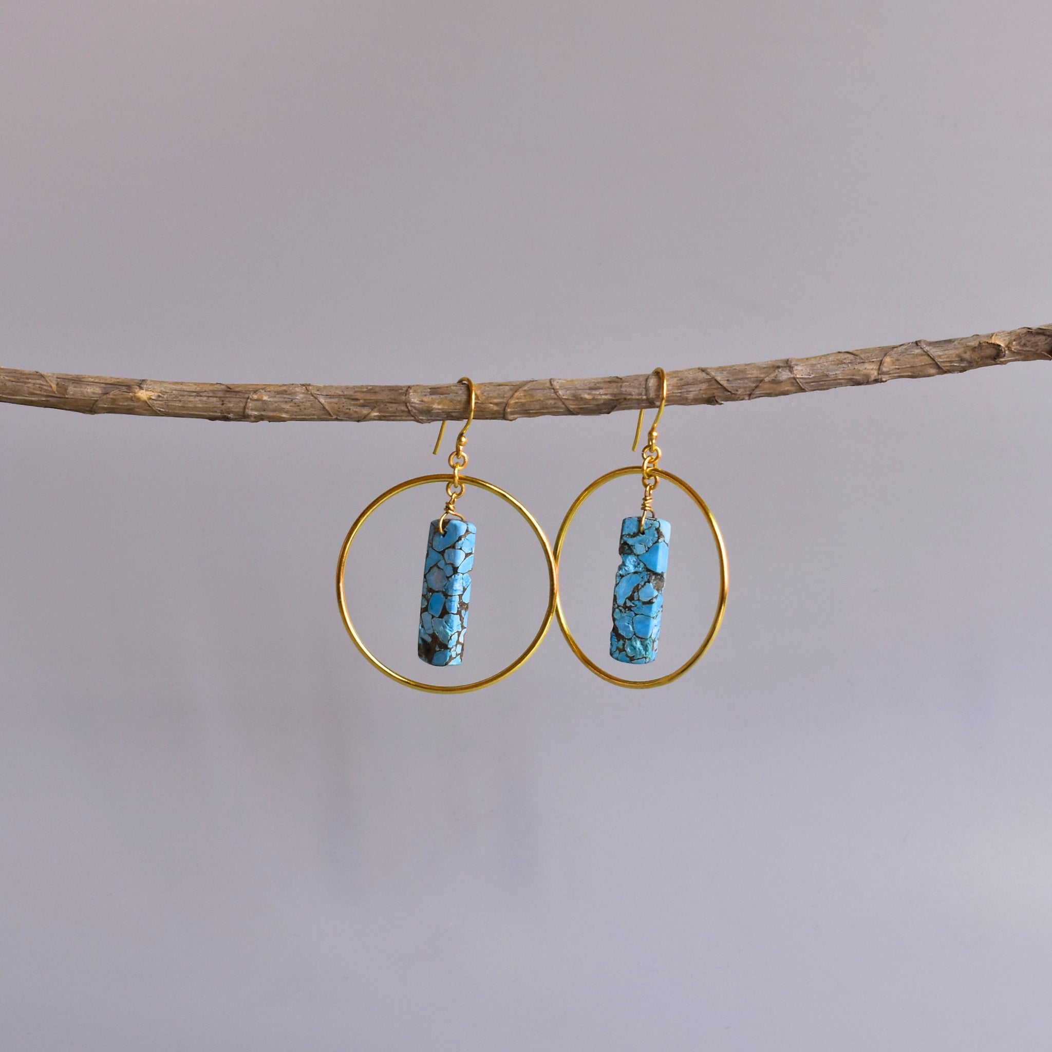 Artisan Bar - Copper Turquoise Earrings