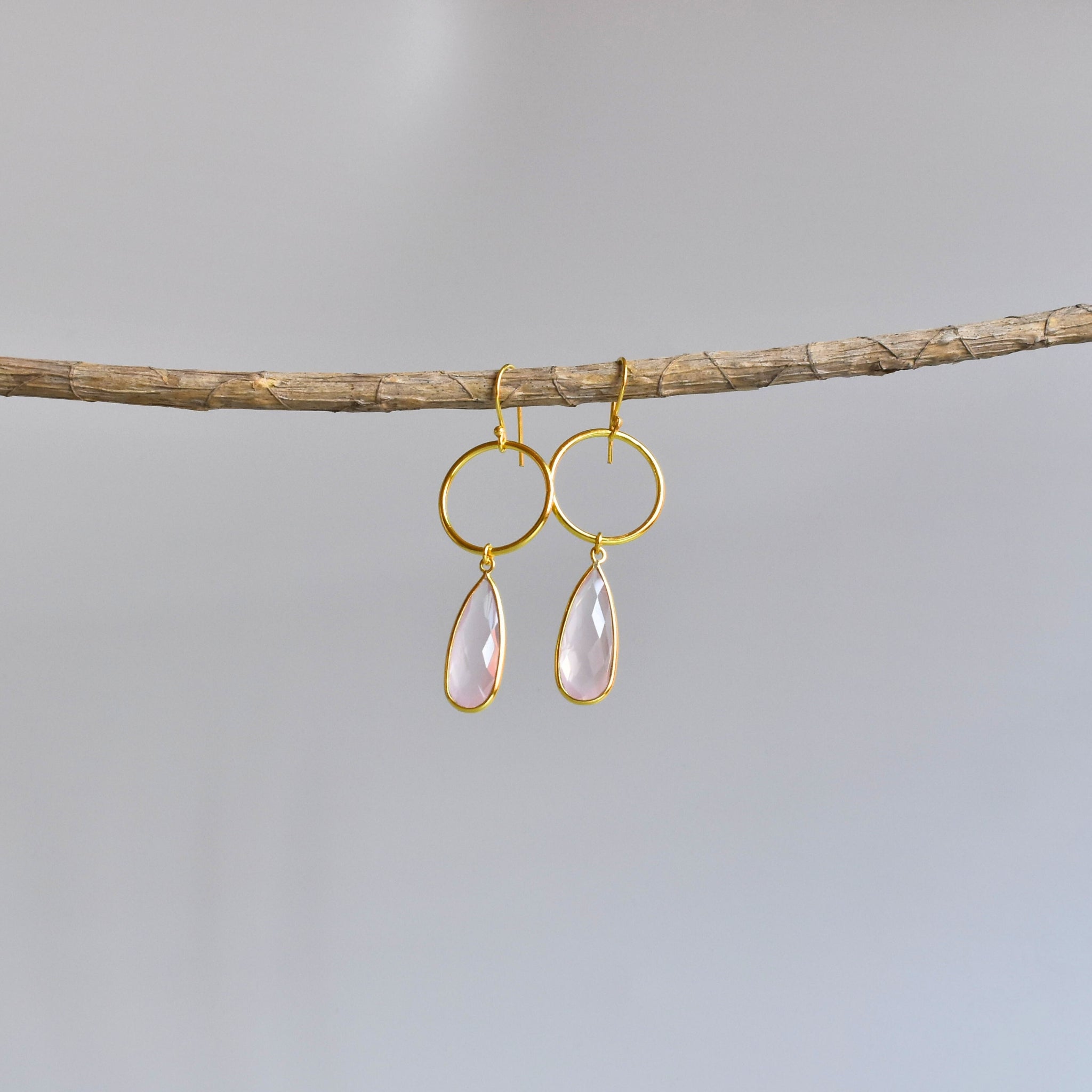 Echo Loops - Rose Quartz Earrings